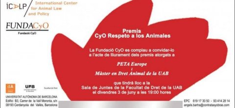 El Master en Derecho Animal recibe el Premio CyO 'Respeto a los Animales'